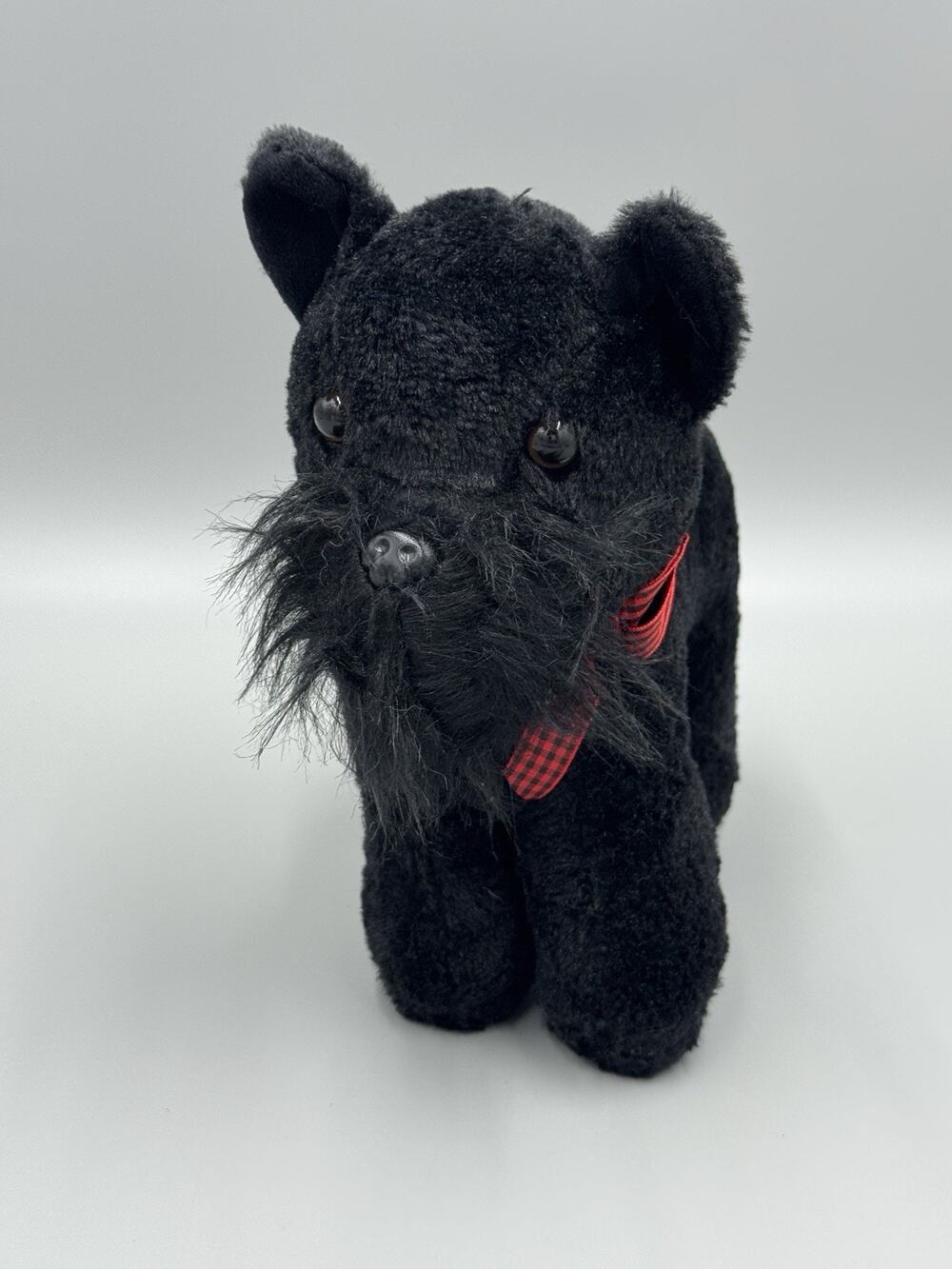 Classic Scottie Dog Black Puppy Plush W/ Plaid Tartan Bandana 8” No Tag